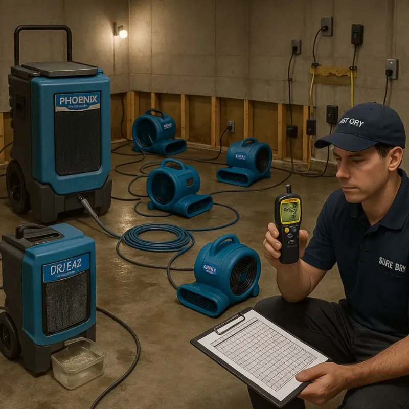 Structural Drying and Dehumidification process in Grafton, ND